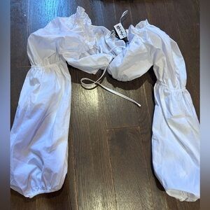 White Puff Sleeve Crop Top